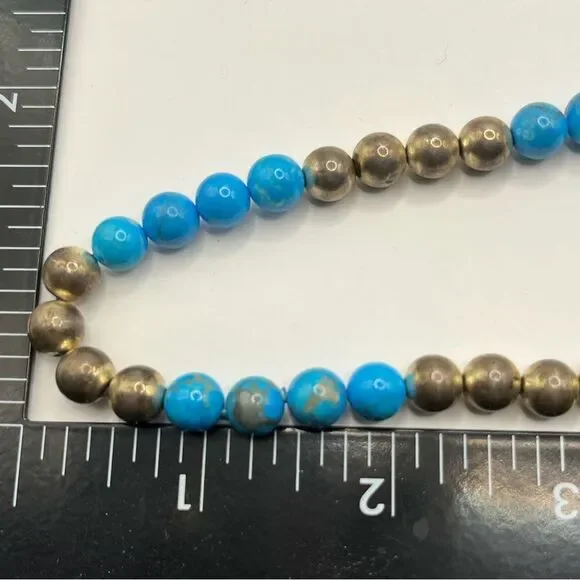 Kingman Turquoise and Sterling Silver Beaded Necklace